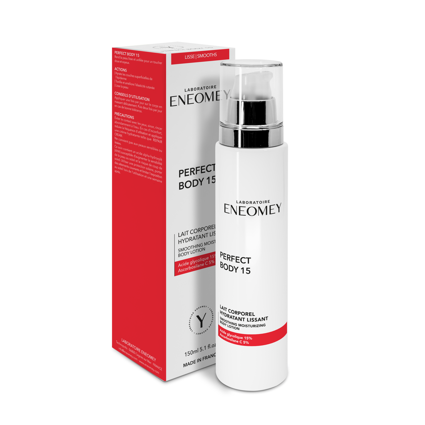 ENEOMEY PERFECT BODY 15 (150ml)
SMOOTHING MOISTURIZING BODY LOTION FOR A SMOOTH AND UNIFIED SKIN WITH A SOFT AND SILKY TOUCH.