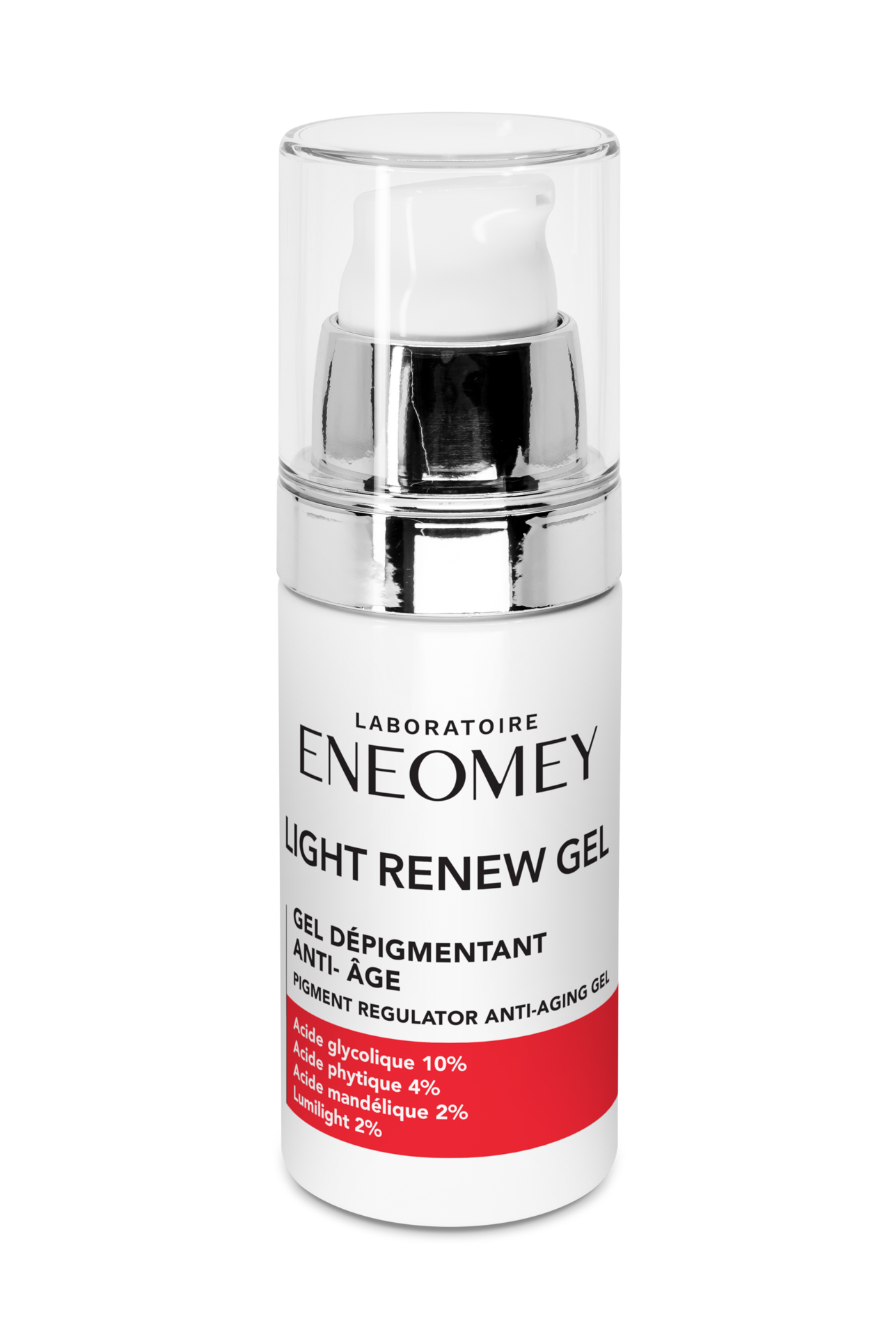 ENEOMEY LIGHT RENEW GEL (30ml)
WITH LIGHT RENEW GEL, YOUR SPOTS ARE LIGHTENED AND YOUR COMPLEXION IS MORE EVEN.
The pigment regulator anti-aging gel 
