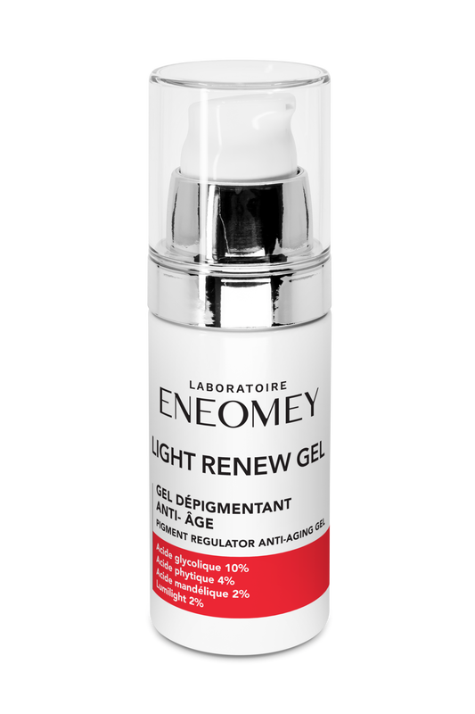 ENEOMEY LIGHT RENEW GEL (30ml)
WITH LIGHT RENEW GEL, YOUR SPOTS ARE LIGHTENED AND YOUR COMPLEXION IS MORE EVEN.
The pigment regulator anti-aging gel 