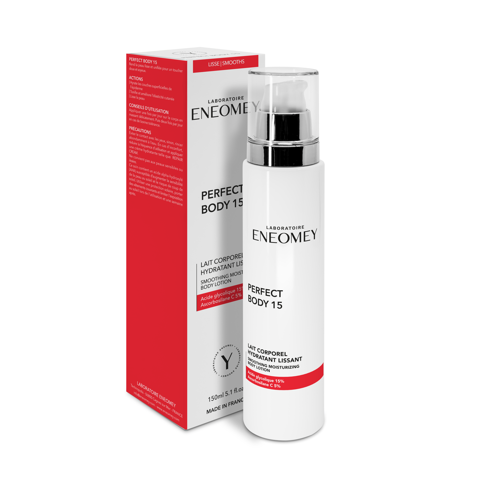 ENEOMEY PERFECT BODY 15 (150ml)

SMOOTHING MOISTURIZING BODY LOTION FOR A SMOOTH AND UNIFIED SKIN WITH A SOFT AND SILKY TOUCH.